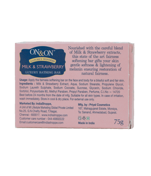 On&on Milk & Strawberry Luxury Bathing Bar 75 Gms - Image 2